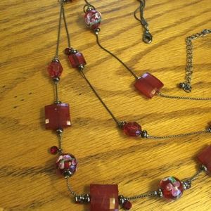 Multi strand red necklace